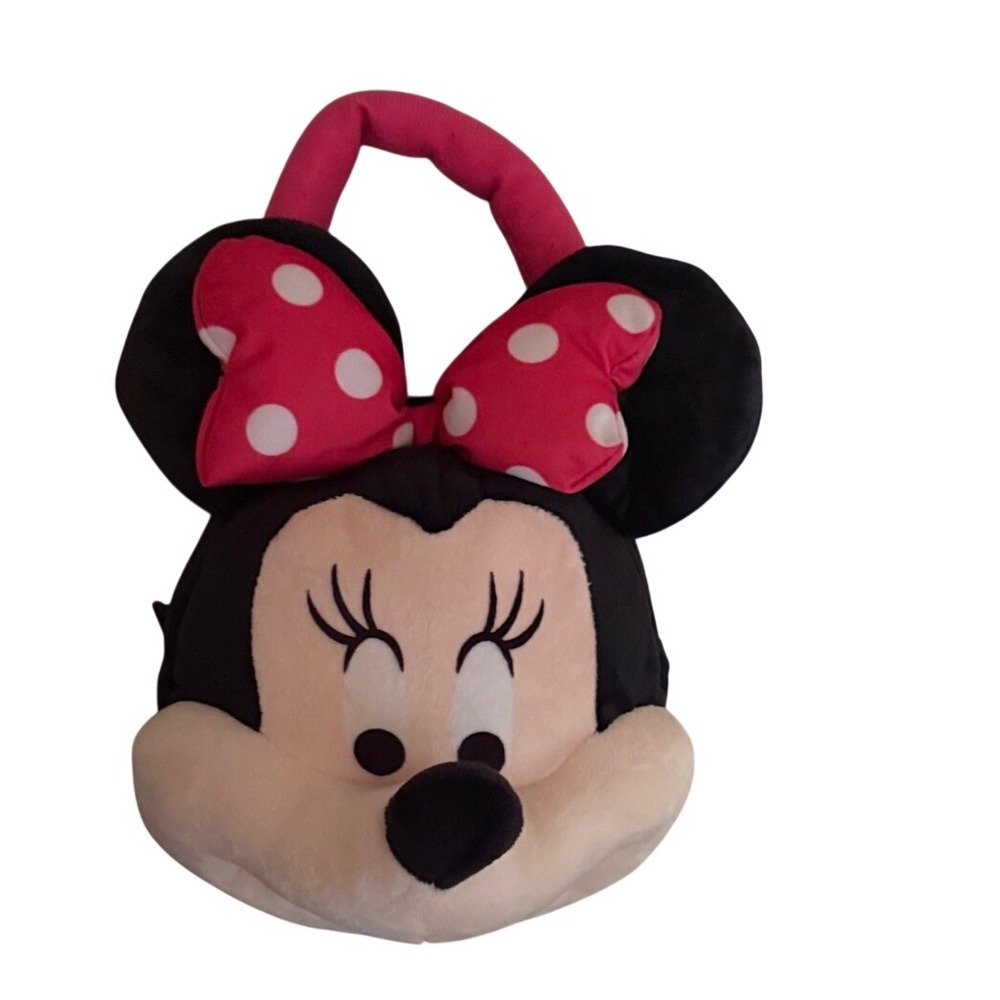Disney Minnie Mouse plush Handbag Pink Polka‎ Dot Bow Kids Purse Black NWOT